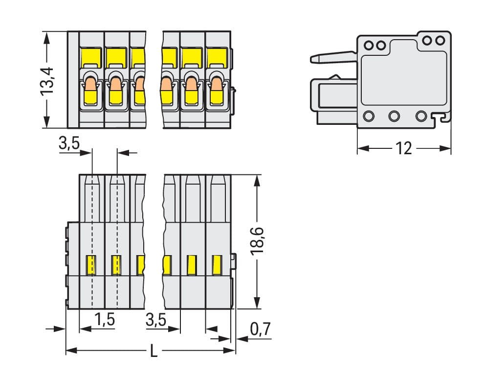 Đầu nối PCB Wago 734-108 Đầu nối PCB Wago 734-108