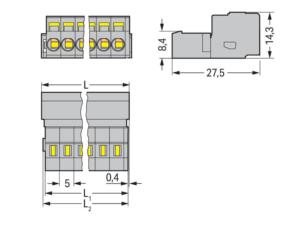 Đầu nối PCB Wago 231-604 Đầu nối PCB Wago 231-604