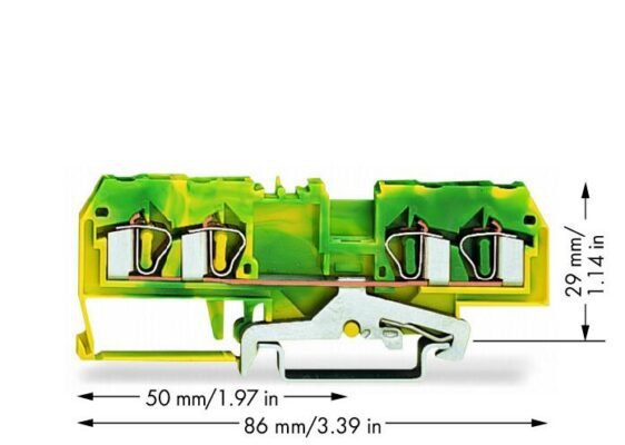 Cầu đấu dây PE Wago 281-657 ||  4-conductor ground terminal block Wago 281-657