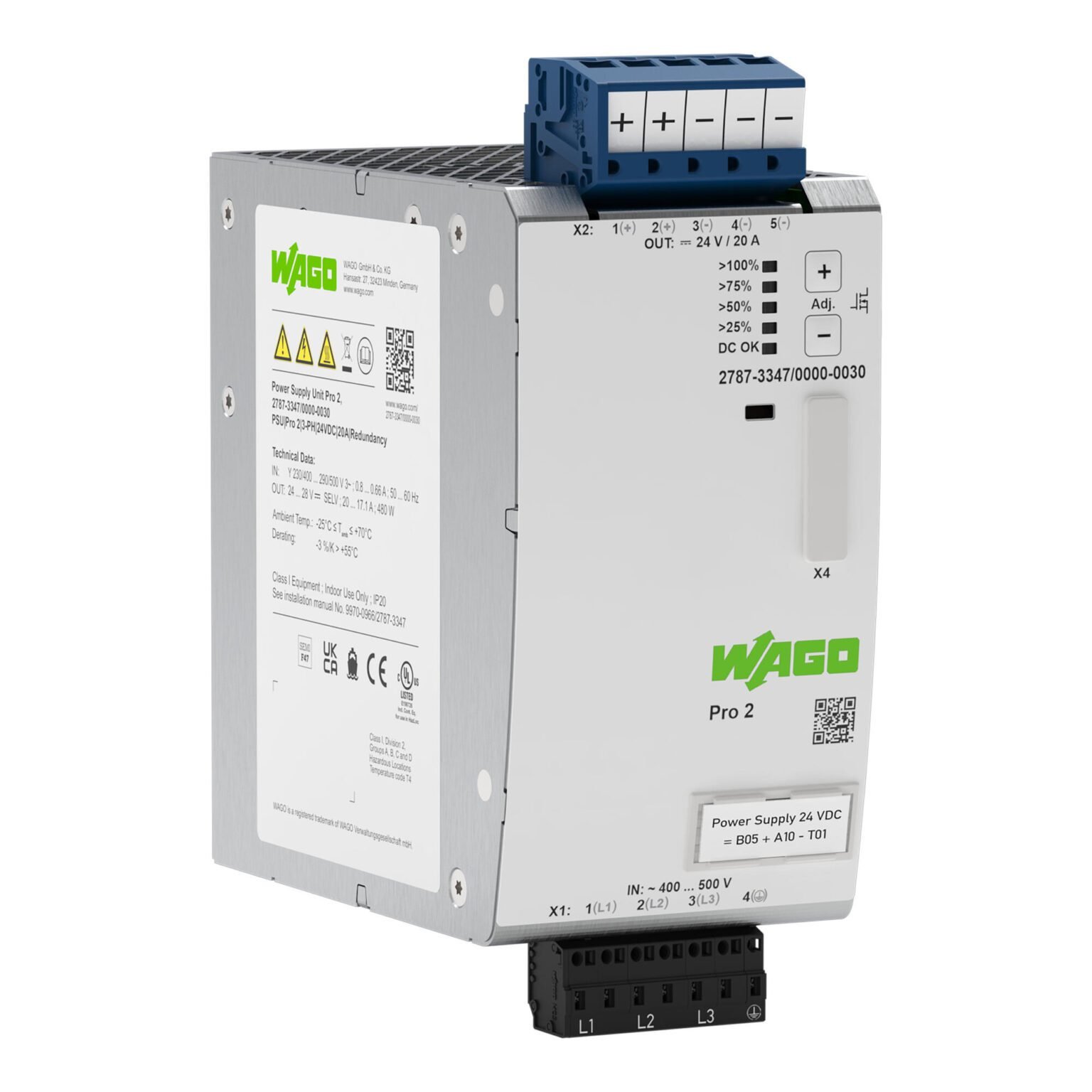 Bộ nguồn 24V DC | 20 A | Pro 2 | 2787-3347/000-030 | Wago