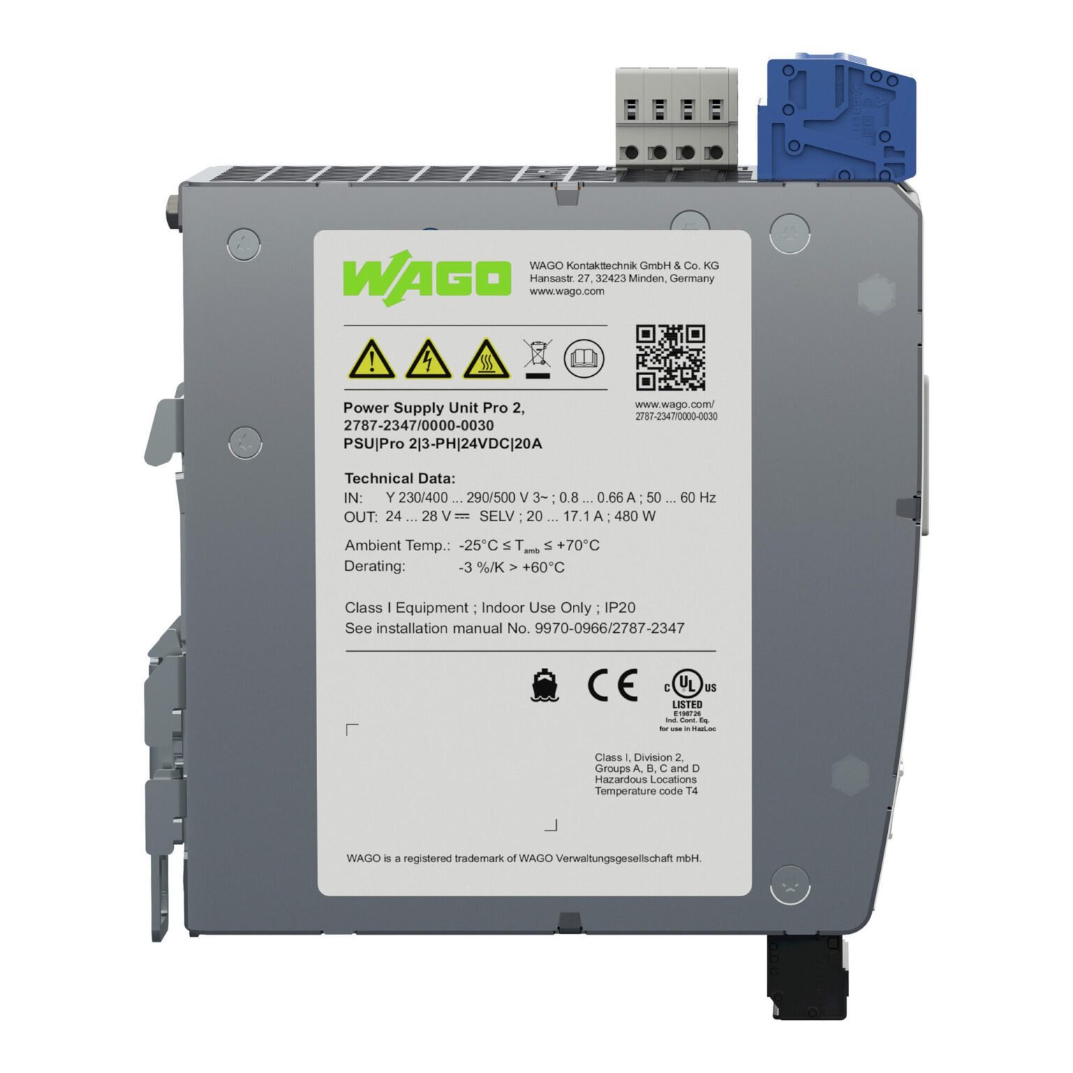 Bộ nguồn 24V DC | 20 A | Pro 2 | 2787-2347/000-030 | Wago