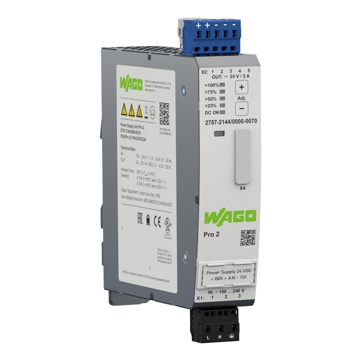 Bộ nguồn 24V DC | 5 A | Pro 2 | 2787-2144/000-070 | Wago