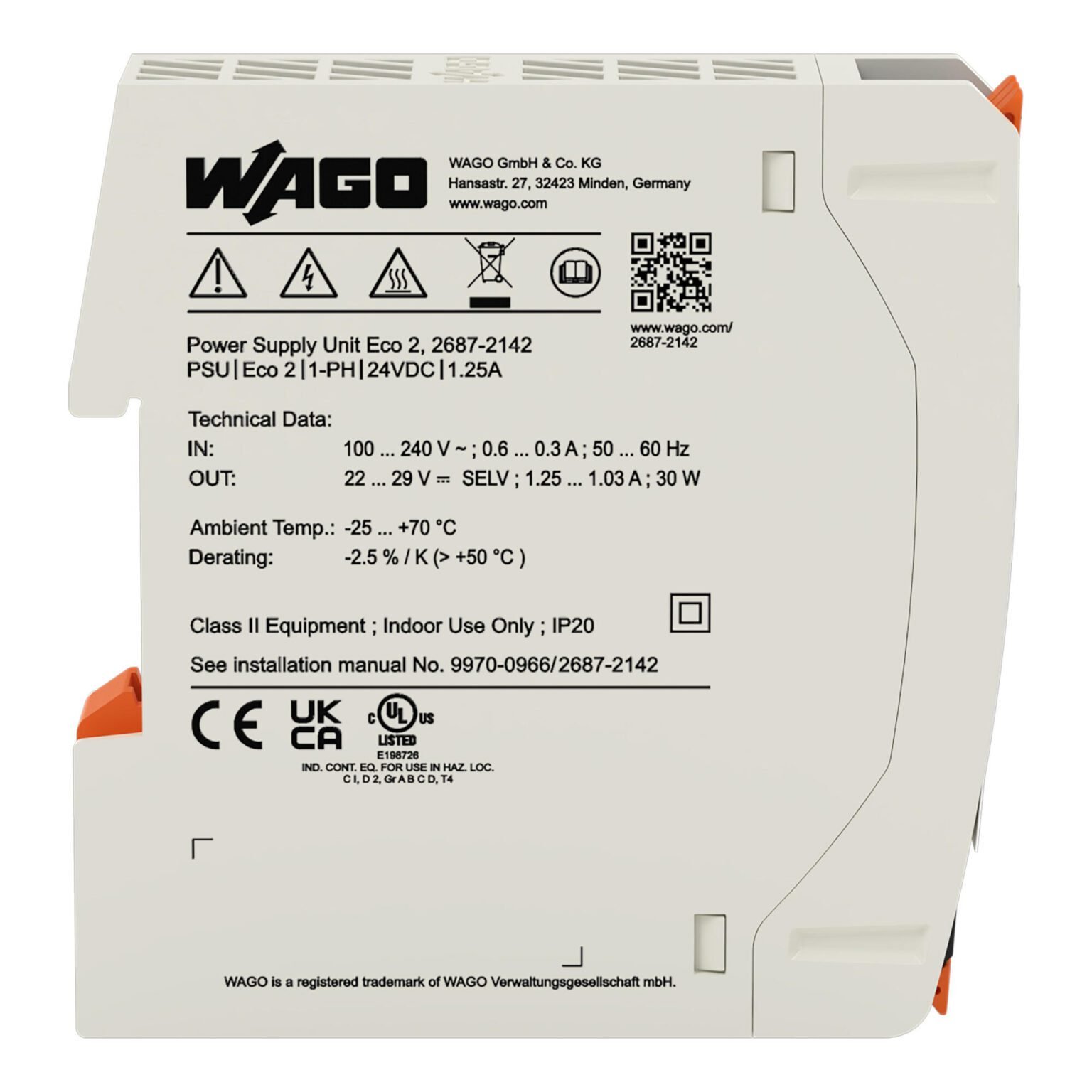Bộ nguồn 24V DC –  1.25A | 1 phase | 2687-2142 | Wago