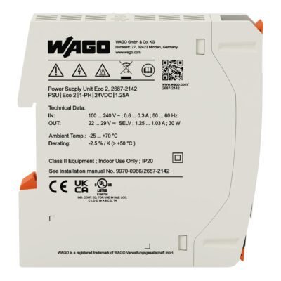Bộ nguồn 24V DC –  1.25A | 1 phase | 2687-2142 | Wago