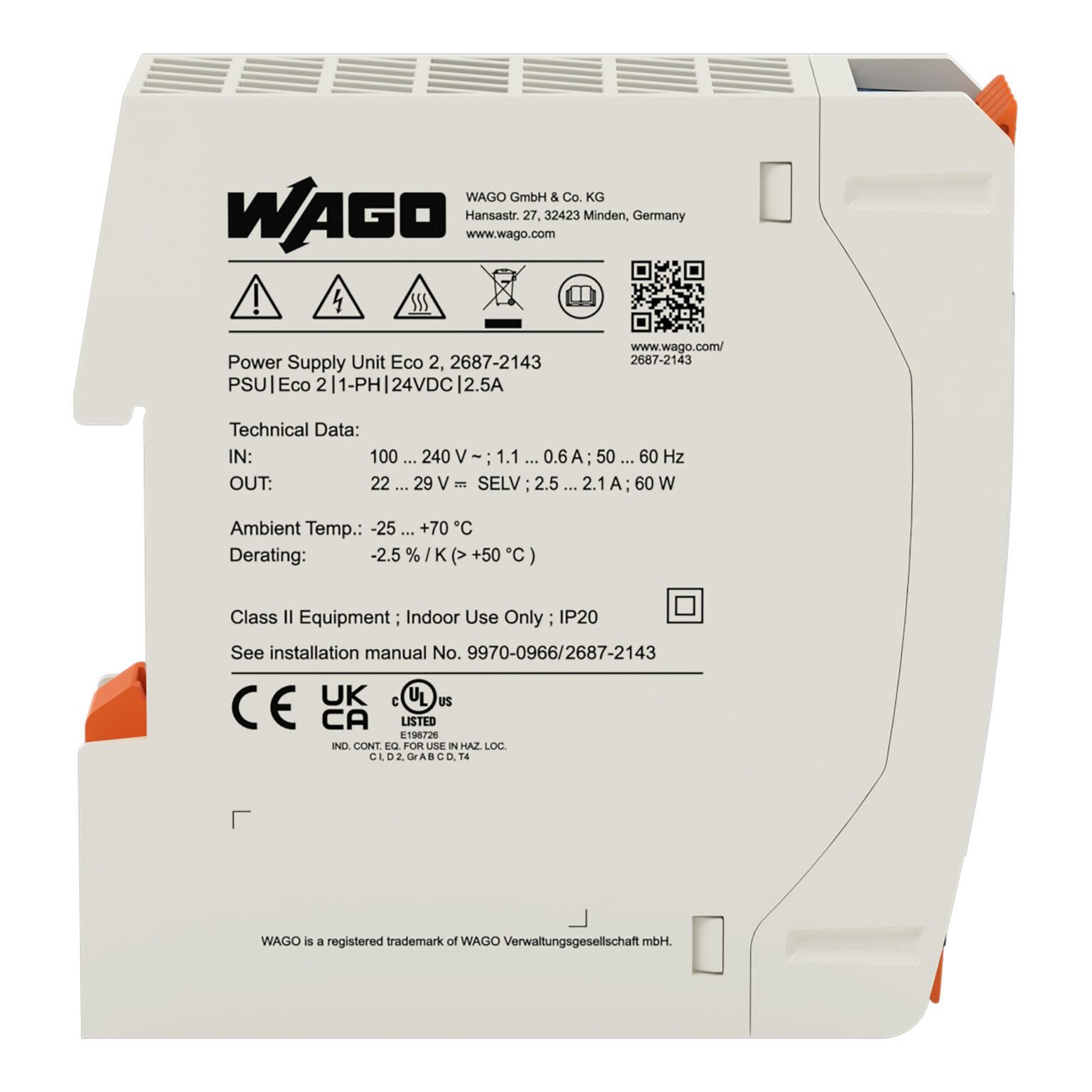 Bộ nguồn 24V DC –  2.5 A | 1 phase | 2687-2143 | Wago